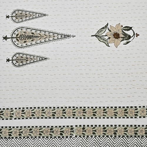 Image of 100% Cotton Single Bedsheet with 1 Pillow Cover | 240 TC Pure Cotton Flat Bed Sheet | Traditional Jaipuri Printed Bedding Set | Soft & Breathable | 60 x 90 Inch (Rangmahal Single 50)