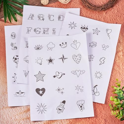 Image of 80 Pcs Water Soluble Embroidery Patterns 4 Sheets Letter 0-9 Number Stick and Stitch Embroidery Paper Wash Away Embroidery Transfer Paper Stabilizers for Hand Sewing