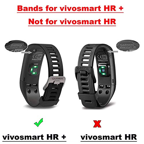 Ecsem Replacement Soft Silicone Bands And Straps Compatible With Garmin Vivosmart Hr+ Only (Not For Vivosmart Hr) (Black) #TOP1