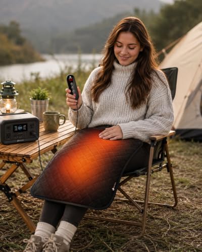 Image of CooCoCo Portable Electric Blanket 12 inch X 24 inch with 5 Levels Up to 140F | Adjustable Auto-Off Timer, Lightweight Travel Electric Blanket for Body Relaxation