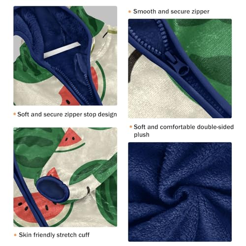 Watermelon Slices on Cream Background Toddler Fleece Jacket Girl Boys Hooded Fleece3