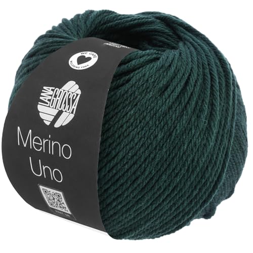 LANA GROSSA Merino Uno | Klassische Merinowolle mit Superwash-Ausrüstung | Handstrickgarn aus 100% Schurwolle (Merino) | 50g Wolle zum Stricken & Häkeln | 125m Garn Tiefseegrün - 85