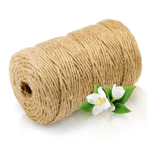 Abio Jute-Schnur 50m 2-3mm Jutegarn 50m Schnur reissfest 100% Natur Jute Kordel Deko Paketschnur Naturfaser Dekoration Verpackung Bindegarn Hanfschnur Spagat Hanfband Juteband