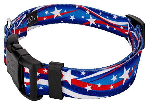 Country Brook Design - Deluxe Star Spangled Dog Collar - Made In The U.s.a. - Americana Collection With 5 Patriotic Designs (1 Inch, Large) #TOP1