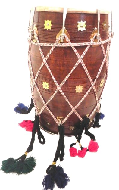 Punjabi Bhangra Dhol, Kacha Pakka Sheesham Holz, mit Tragetasche
