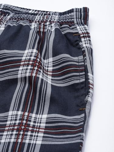 Image of The Indian Garage Co Men Regular Fit Checkered Pant & Shirt Lounge Set