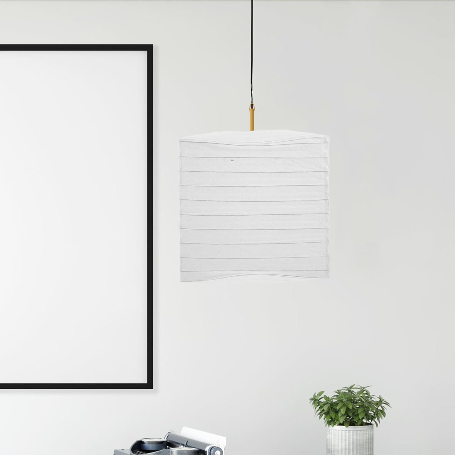 Pack of 2 White Square Folding Paper Lanterns 23 x 20 x 20 cm Hanging Decoration for Wedding Shower and Spring Festival Japanese Lantern Light and Reusable