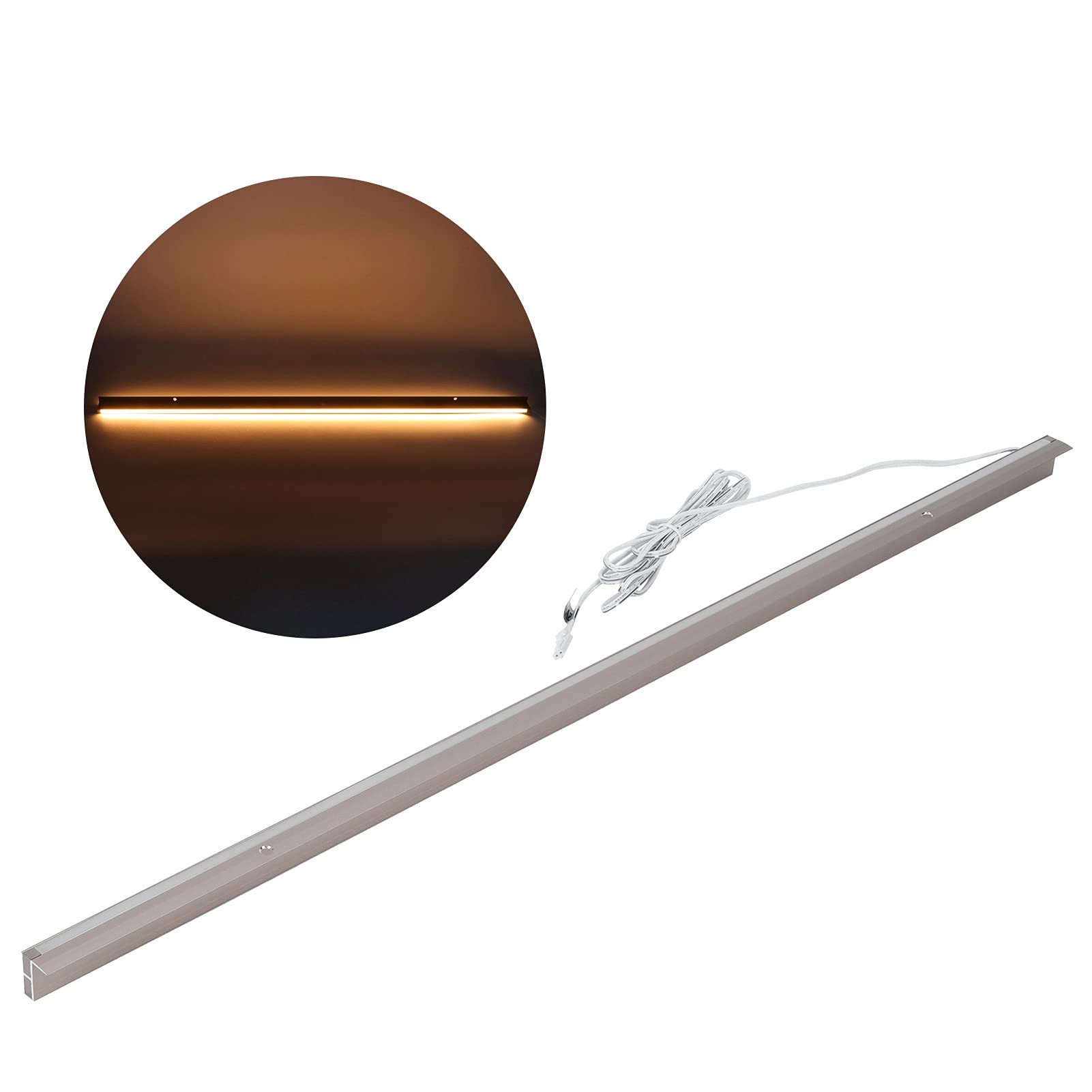 Haofy Luz LED Debajo del Gabinete de Titanio Dorado, Barra de Luz de Doble Cara de 60 Cm, Resistencia a los Rayos UV, Segura, DC12V para Vitrinas, Salas de Exposiciones