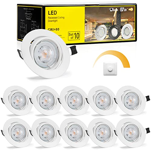 BOJIM Led Einbaustrahler Dimmbar, 10x 5W Gu10 Spot 230V Weiß 5W Stufenlos...