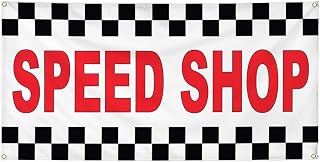 Vinyl Banner Multiple Sizes Speed Shop Red Business Outdoor Weatherproof Industrial Yard Signs 4 Grommets 24x48Inches
