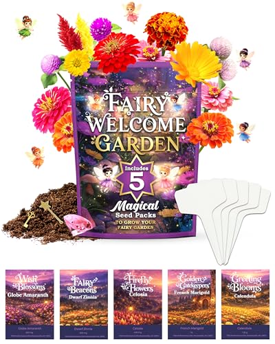 Fairy Garden Seed Kit – Flower Seeds Kit for a Magical Blooming Surprise – Wildflower Seeds for Pollinators, Butterfly Garden Starter, Indoor or Outdoor Planting - Introduce Kids to Gardening