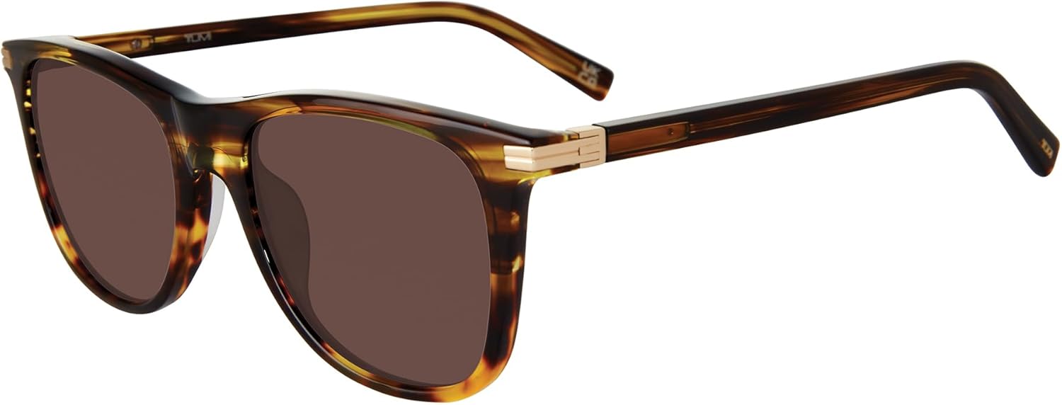 TUMI - 506 Two Tone Rectangle Sunglasses - Stylish Sunglasses for Men - UV Protection Eyewear - Sunglass Case - 53mm - Olive