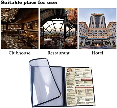 OSIMIG 1 Triple Fold A5 Menu Covers- with 9 Pack Single Page Menu Holders, Gold Protective Corners, Suitable for Restaurants, Bars and Cafes