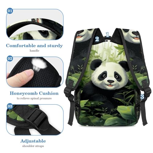 Sac à dos panda scolaire multicolore avec trousse pour fille et garçon - 4