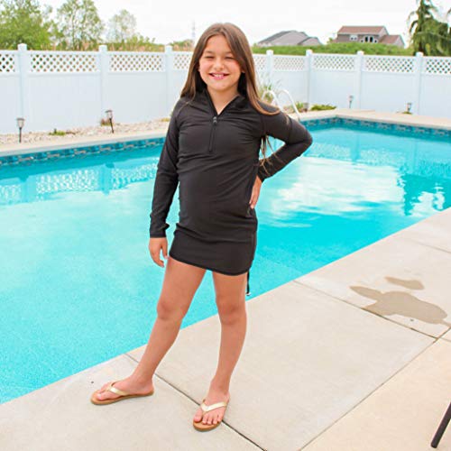 Image of SwimZip Girls' Long Sleeve Swim Dress Cover Up Swimsuit - UPF 50+ Sun Protection