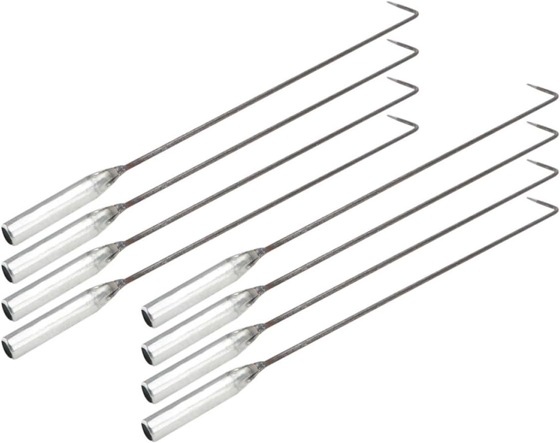8pcs Steel Fire Pit Poker Sticks Ash Removing Hooks 40cm Long Handle Barbecue and Heating Stove Garbage Cleaning Tools for Fireplace and Outdoor Fire Pit
