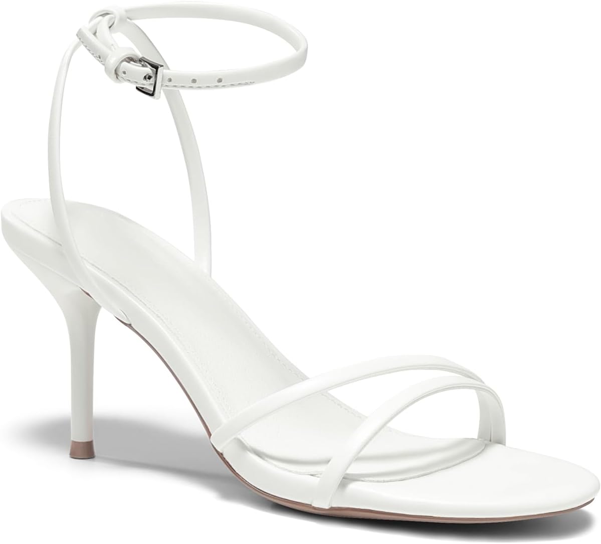 Coutgo Womens Strappy High Heels Open Almond Toe Dress Shoes Ankle Strap Summer Heeled Sandals