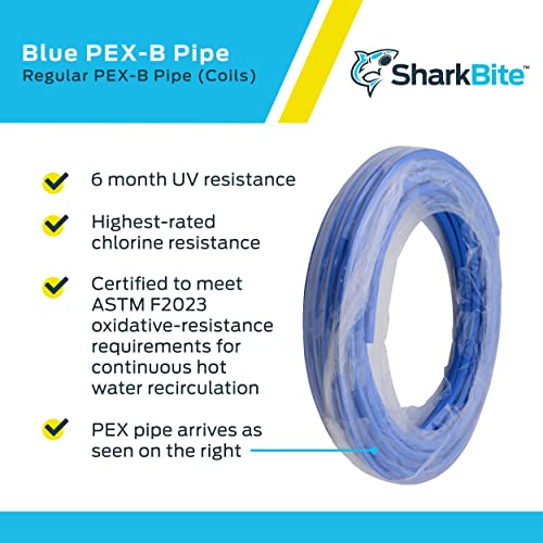 Sharkbite 1/2 Inch X 100 Feet Blue Pex-B, Pex Pipe Flexible Water Tubing For Plumbing, U806B100 #TOP3