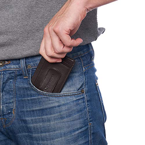 Image of Alpine Swiss RFID Dermot Money Clip Front Pocket Wallet For Men Leather Comes in a Gift Box Brown