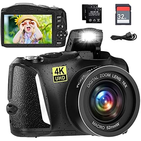 Digitalkamera,Wiederaufladbare 48MP Fotokamera,16X Digitalzoom 4K Vlogging Kamera Cover