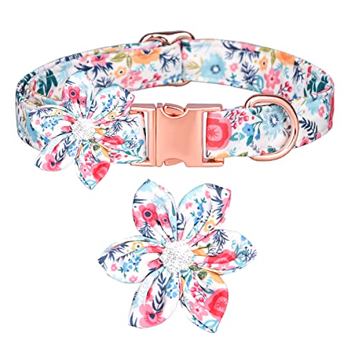 Dog Collar for Large Dogs, Detachable Adjustable Bow Tie & Flower and Alloy Buckle & D Ring, Pet Gift Dog Bowtie for…