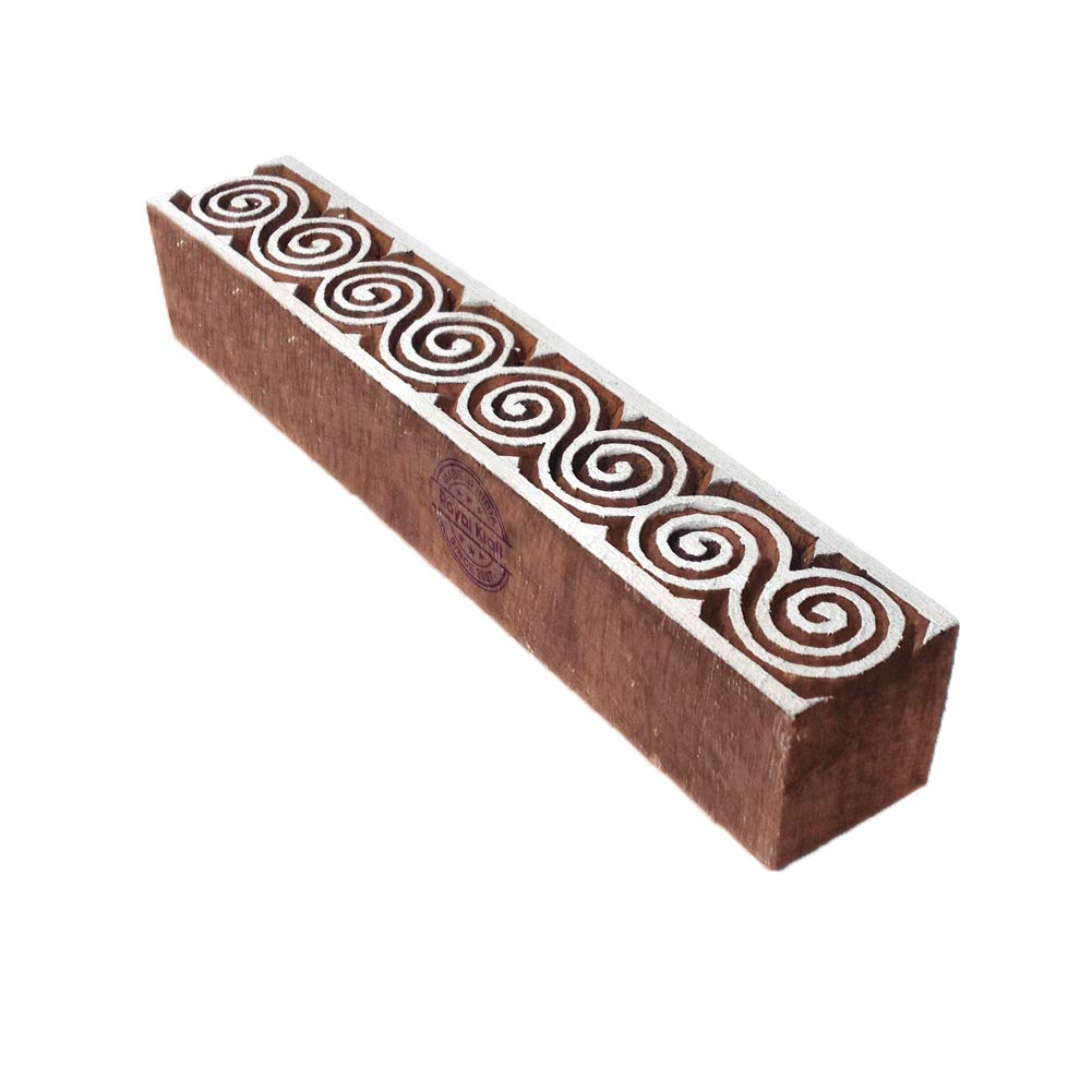 Royal Kraft Ornate Print Stamps Spiral Border Pattern Wooden Blocks - DIY Henna Fabric Textile Paper Clay Pottery Block Printing Stamp