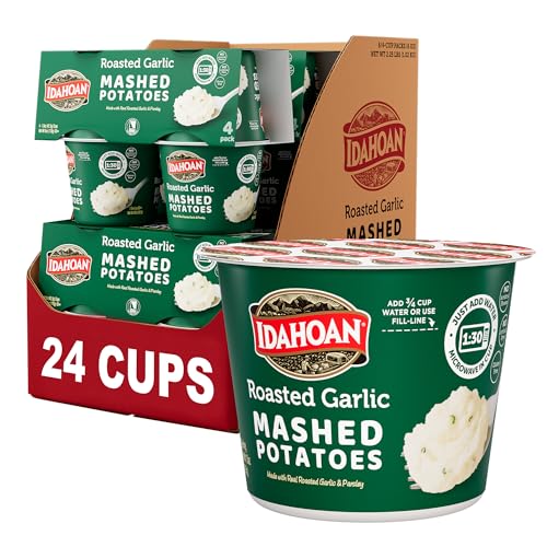 Idahoan Roasted Garlic Instant Mashed Potatoes 1.5 oz Cup, (24 count)