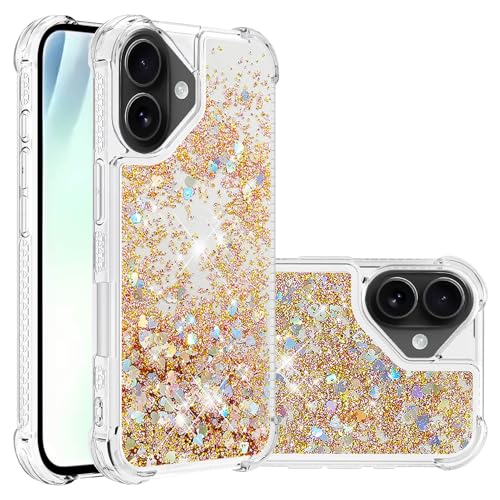 Coque transparente iPhone 2025 anti-jaunissement et antichoc paillettes or