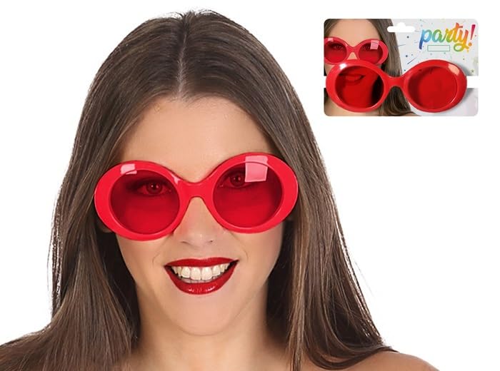 Lot de 12 - Lunettes Rondes rétro Vintage Rouge Adulte