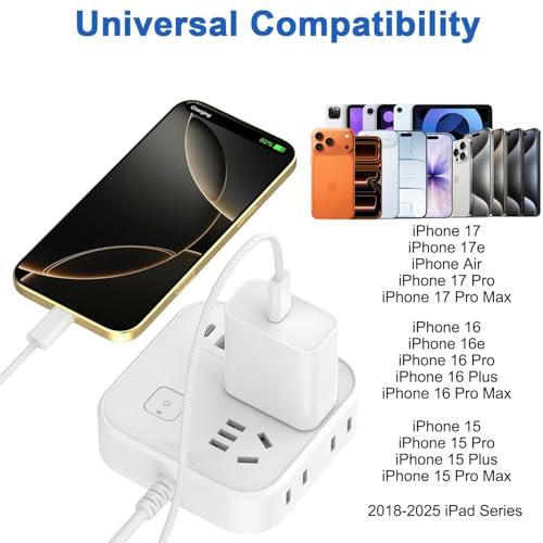 Image of iPhone 17 Charger Fast Charging,iPhone USB C Fast Charger & 2Pack 3FT Type C USBC to C Woven Cable Cord for Apple iPhone 17 /17 Pro Max /17 Pro /Air /16 Pro Max /16 Plus /15,iPad Pro /Air /Mini,iPad 11th /A16