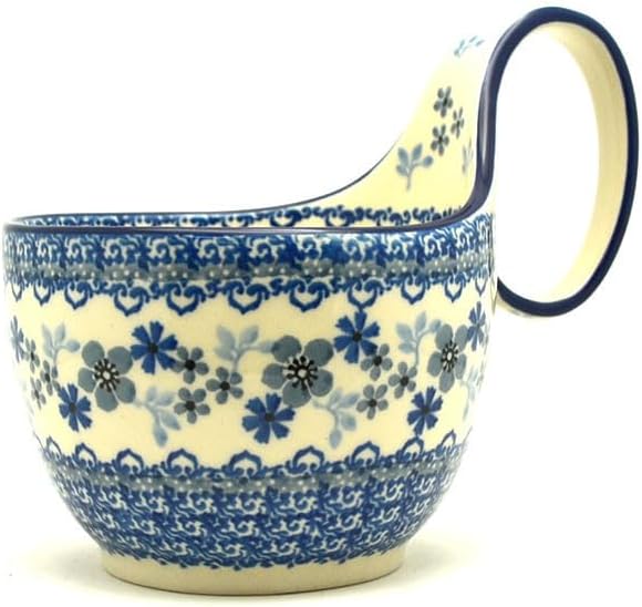Polish Pottery Loop Handle Bowl - Blue Horizon