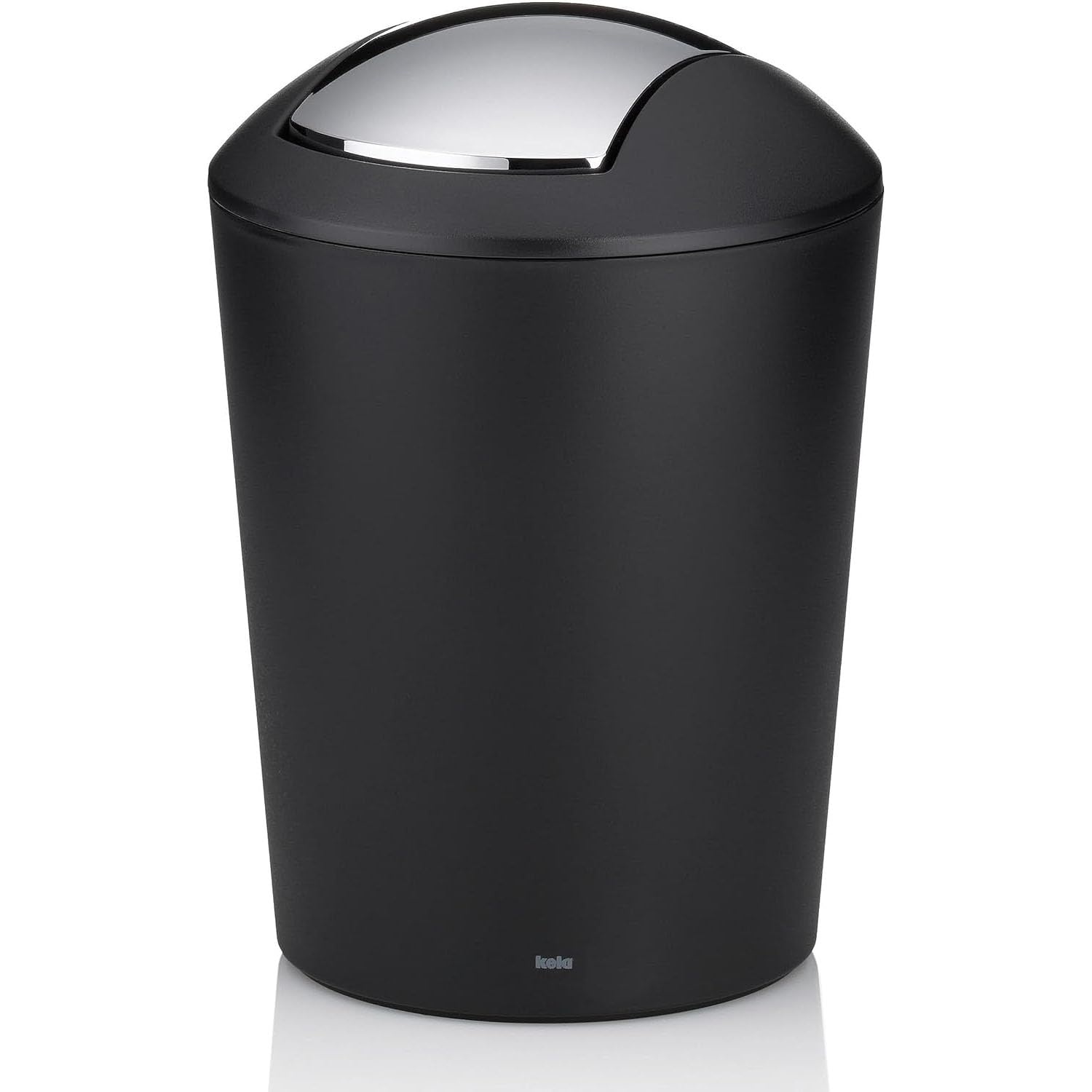 kela swing lid bin black, cosmetic bin 5l with swing lid, plastic, MARTA, waste bin bathroom black matt