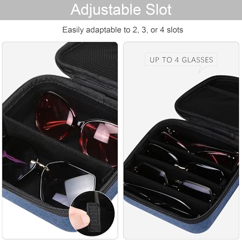 Image of Bukere Travel Sunglasses Organizer Case Adjustable Slot For Multiple Eyeglasses Hard-shell Portable Storage Box for Men Women