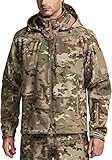 CQR Men's Winter Tactical Military Jackets, Lightweight Waterproof Fleece Lined Softshell Hunting Jacket w Hoodie, Operator Multipocket Utility Camo, Large
