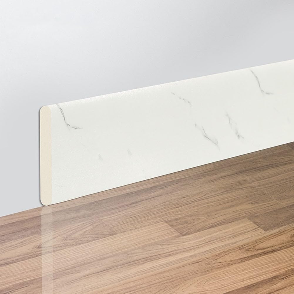 Self-adhesive Marble Patterned Skirting Board, Marble Patterned Skirting Board, For Wall Corners, Table Edges, Kitchen Counters, And Gas Pipe, 8 * 200cm(White Texture)