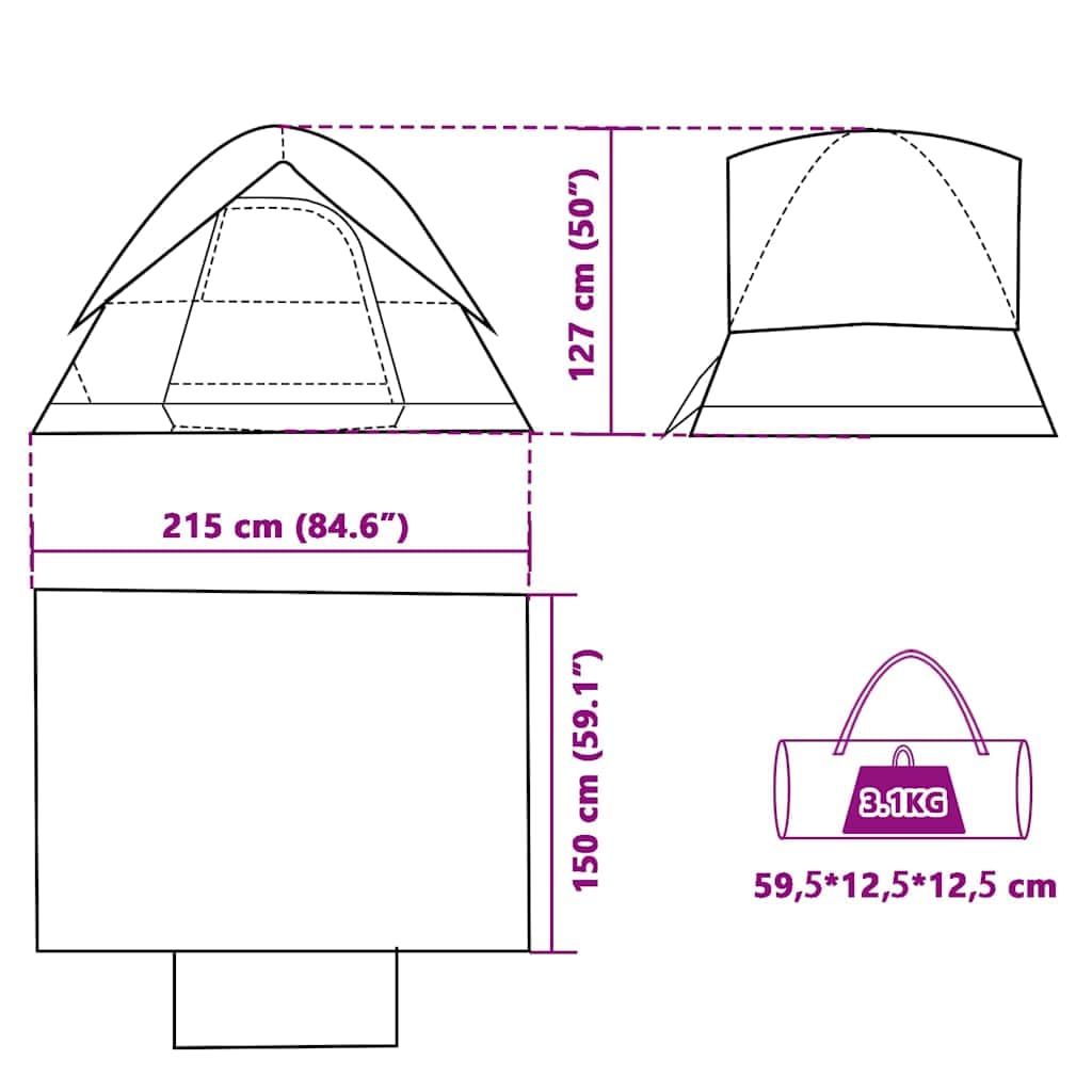 Namiot kempingowy kopułowy dla osób, zielony, wodoszczelny, z przyłączem E, poliestrowa powłoka PU, 215 x 150 x, lekki namiot trekkingowy na wędrówki, kemping, festiwal