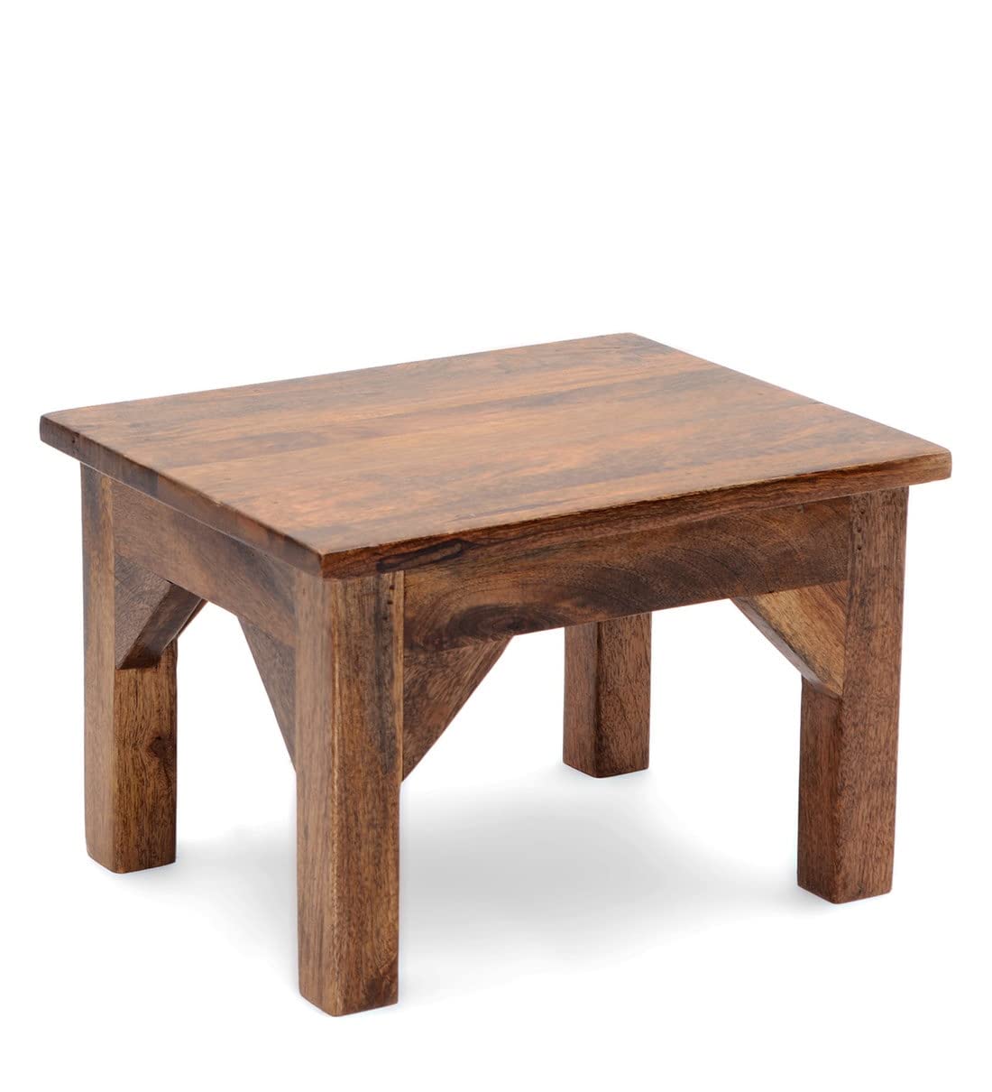 ANUBHAV HANDICRAFTS Solid Sheesham Wood Standard Footrest Stool Sitting Stools for Living Room Home Office Indoor Outdoor Wooden Furniture Ottoman Stool for Kitchen (Natural Teak Finish)-image-46