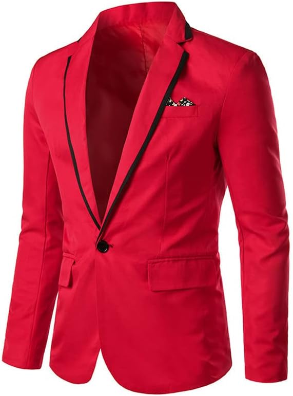 Men's Slim Fit Blazers One Button Notched Lapel Solid Tuxedo Classic Suit Jackets for Men