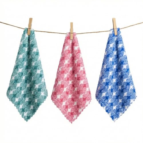 Image of QURIPE 10 Pack Kitchen Cloth Dish Towels, Microfiber Cleaning Cloth Double-Sided Dish Drying Towel Reusable for House Furniture Table Kitchen Dish Window Glasses (Abstract)