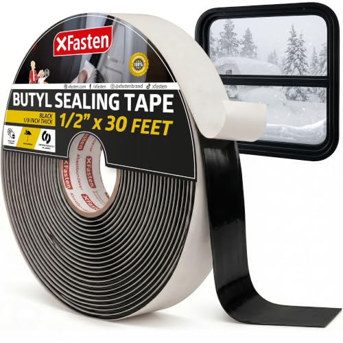 XFasten Butyl Tape Black, 1/2 in x 30 ft x 1/8 in – Easy-to-...