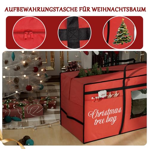 Aufbewahrungstasche für Weihnachtsbaum - Oxford-Stoff mit Doppelreißverschluss mit Doppelschnürverschluss Weihnachtsbaum Aufbewahrungstasche Transparente PVC-Fenster-Organisationsbeutel