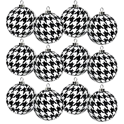 Havercamp Weihnachtsschmuck, Hahnentrittmuster, klassisches Schwarz / Weiß, kariert, 7,6 cm Durchmesser, 12 Stück Alabama Hahnentritt-Kollektion Cover