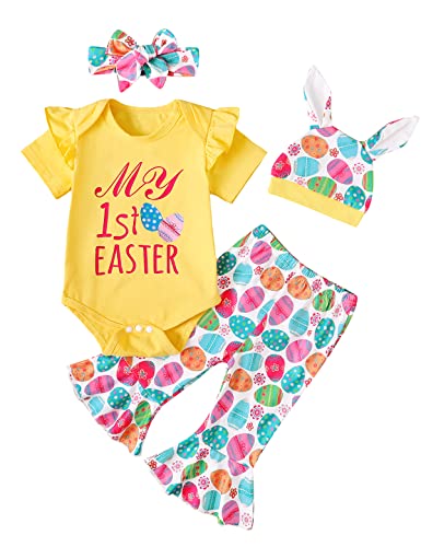Image of Detigee Baby Girl My 1st Easter Outfit Infant First Easter Outfit Baby Easter Eggs Bodysuit