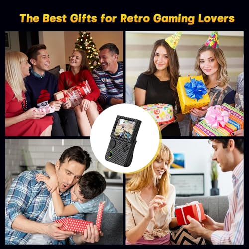 Image of R36T Retro Handheld Game Console, 3.5 Inch Video Game Console with 3500mAh Battery, Retro Gaming Console Supports WiFi Download and Network Battling (Carbon Black)