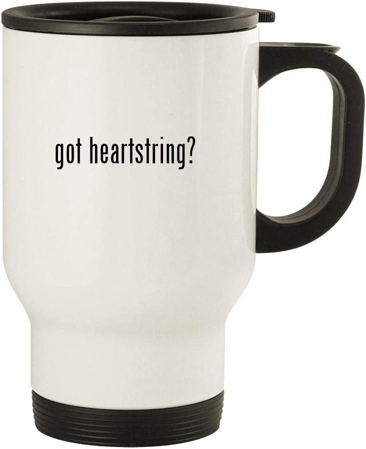 got heartstring? - 14oz Stainless Steel Travel Mug, White
