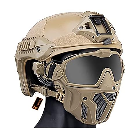 Tactical Fast Helmet with Detachable Anti-fog Goggles and Breathable Mask, for Airsoft Paintball Hunting and Shooting CS Cover