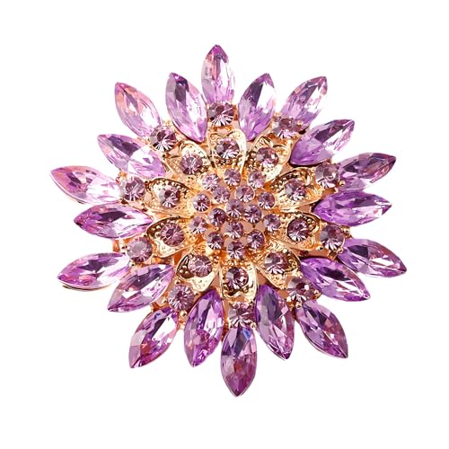 Image of WCRAZYE Sunflower Brooch Pins for Women Sparkly Big Premium Rhinestone Crystal Red Flower Bouquets Lapels Brooch Elegant Clothing Skirt Hat Bag Accessories for Teen Girls