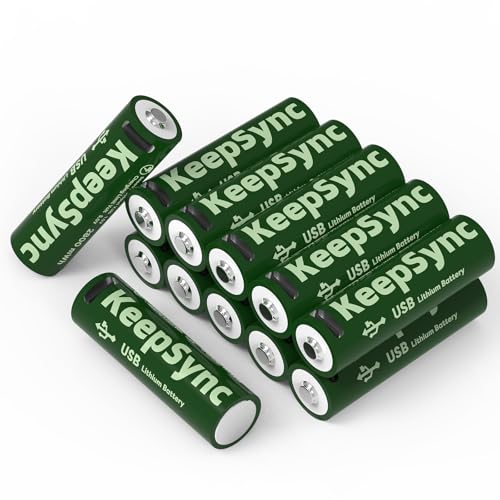 KeepSync USB Rechargeable AA Batteries, 1.5V Constant Output, Chargeable Over 1000 Cycles, Fast...