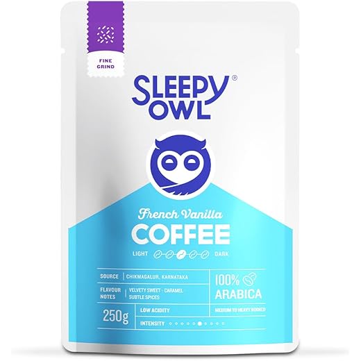 Sleepy Owl French Vanilla Ground Coffee Fine Grind Coffee Mo
