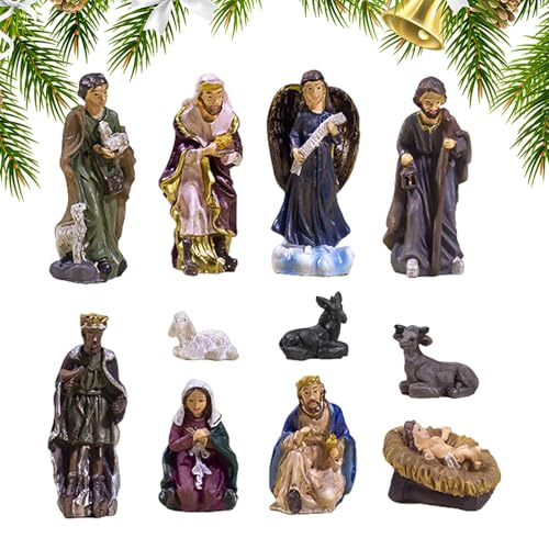 Crèche de Naissance de Jésus en résine robuste au design classique détaillé